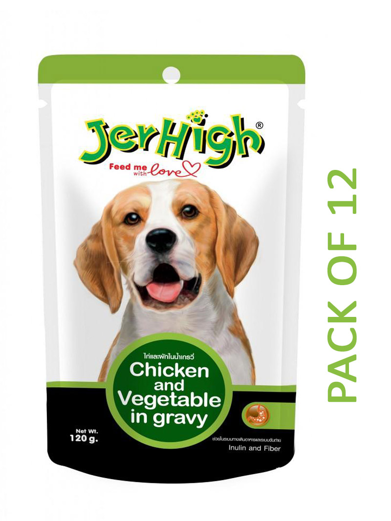 Jerhigh Chicken and Vegetable in Gravy Wet Dog Food at a low price in online India on petindiaonline