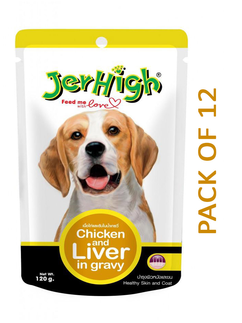 Jerhigh Chicken and Liver in Gravy Wet Dog Food at a low price in online India on petindiaonline